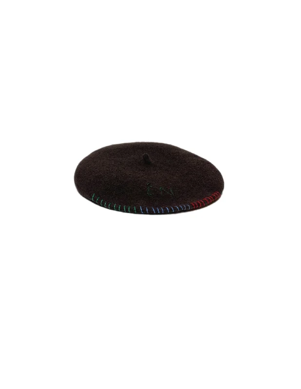 Soft felt hat with smooth texture finish -Beret | Brown