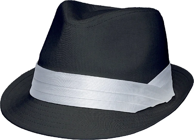 Custom straw fedora hats for men with personalized embroidery for a unique twist -Kenny K - Black on White Fedora Hat