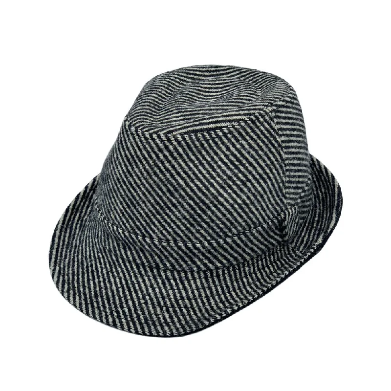 Luxury fedora hats for men with silk ribbon and premium finishes -Wool Striped Fedora Hat - Classy Manhattan Trilby Winter Short Brim Structured LD61573