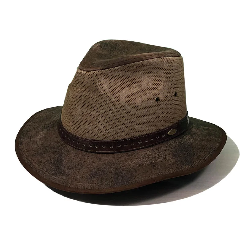 Fedora hats for men with adjustable leather bands for a custom fit -Saint Martin - Distressed Leather Fedora