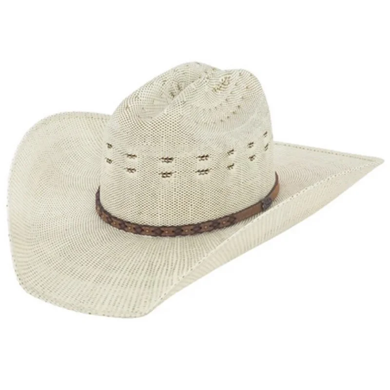 Handmade straw fedora for women with stylish band and chic appearance -Justin Bent Rail 2 Tone Blaine Straw Hat