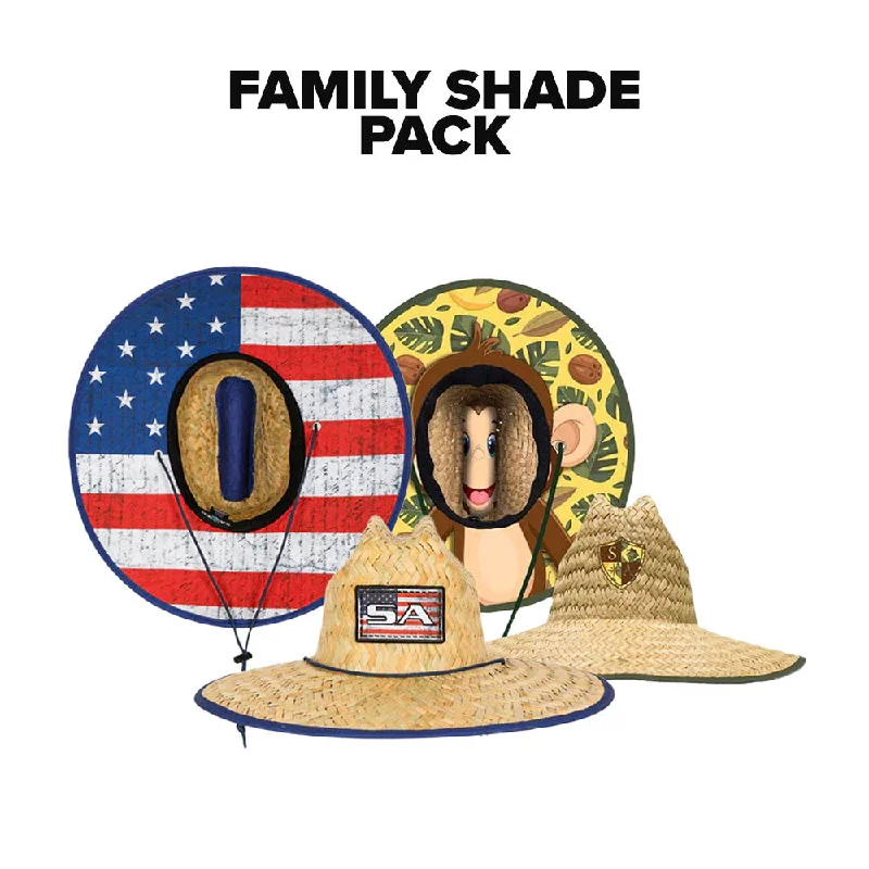 Straw sun hat for men with breathable fabric for warm-weather comfort -FAMILY SHADE PACK | PICK YOUR PACK