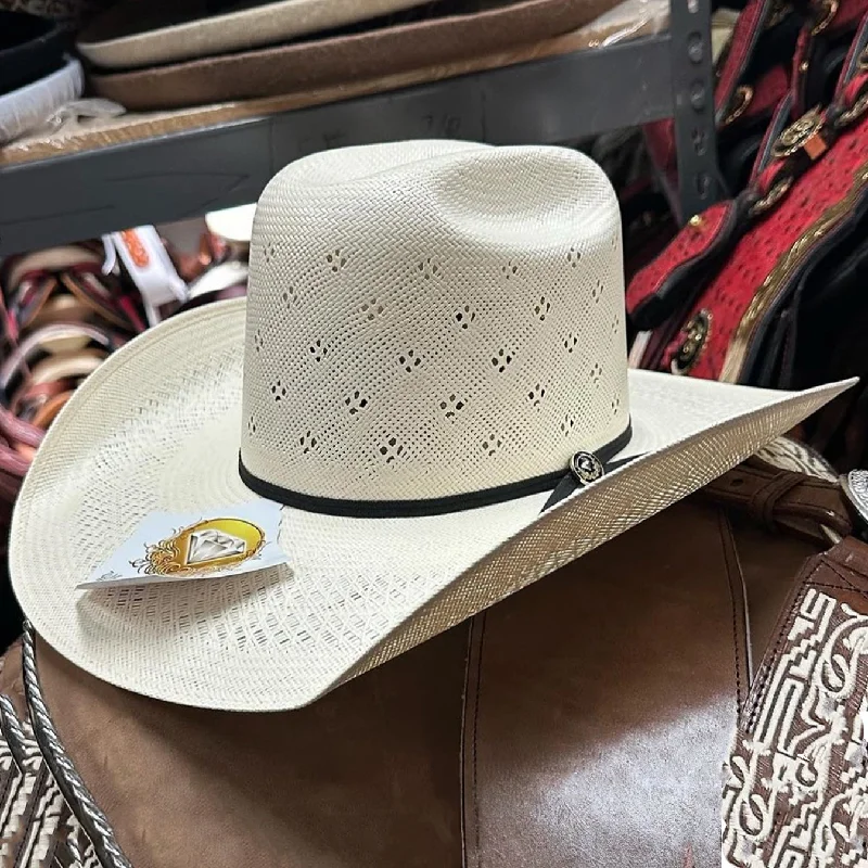 Designer cowboy hats for men with intricate feather bands for a sophisticated, rugged touch -Flower Pattern Tall Crown Cowboy Hat