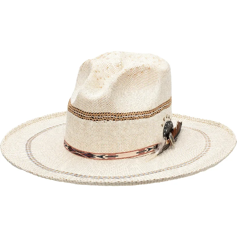 Fedora hats for men with adjustable leather bands for a custom fit -Biltmore Flush Clover Crown Shantung Straw Fedora