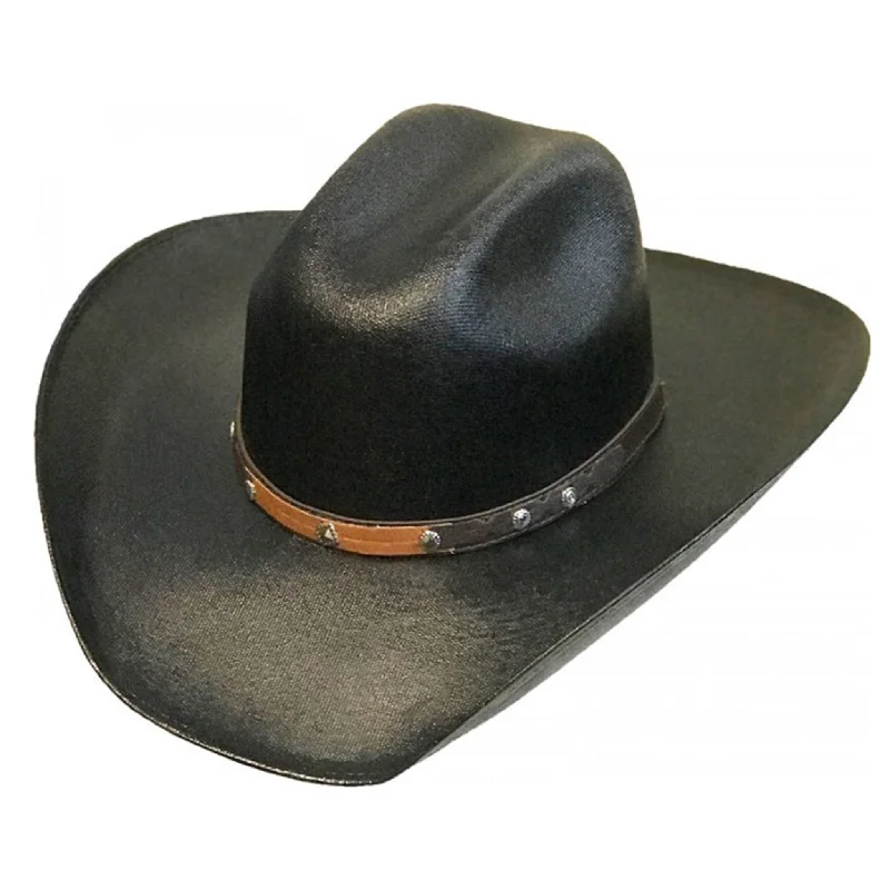 Trendy straw trilby hat for men with short brim and stylish appeal -Black Canvas Hat