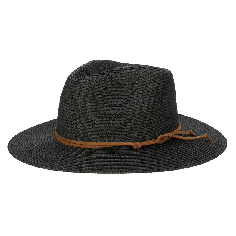 Fedora hats for men with embroidered logos for a stylish, personalized look -Men's Paperbraid Fedora With Faux Suede Looped Braid