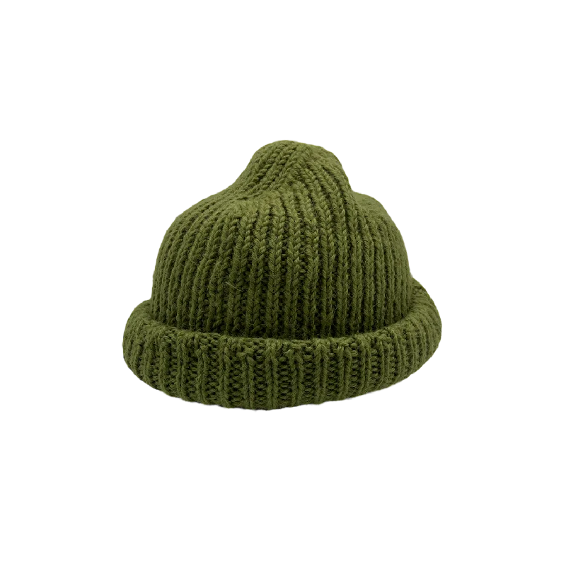 Warm felt hat with thick wool insulation -Green Alpaca Beanie