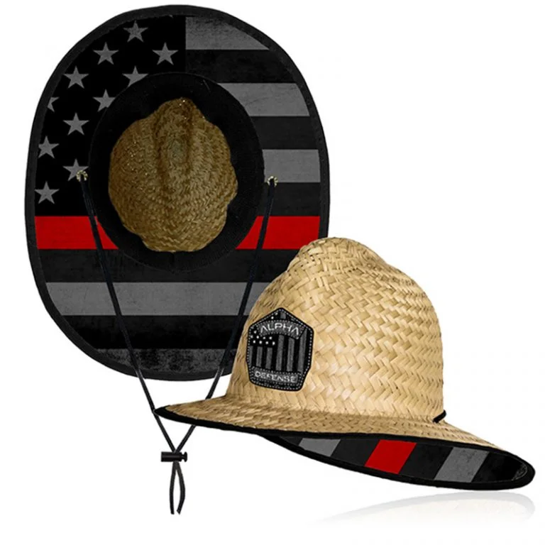 Versatile straw sun hat for men with simple design for everyday wear -Ladder Hat in Thin Red Line Flag