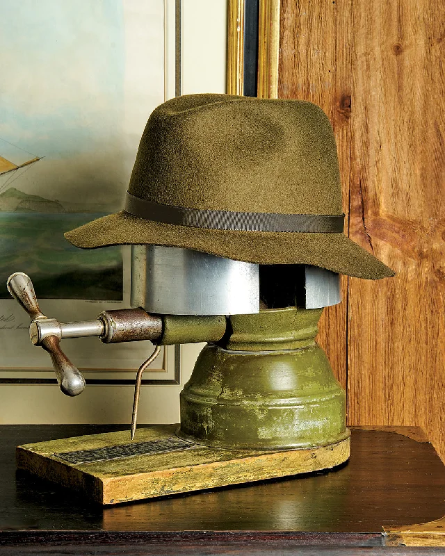 Stylish felt hat with wide brim elegance -Wool Felt Trilby Hat in Loden