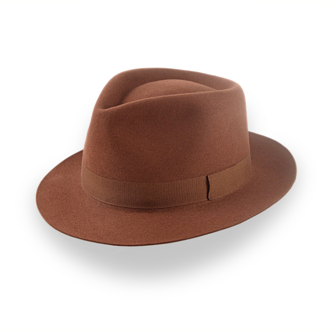 Fedora hats for men with stylish plaid bands for a contemporary twist -Luxury Medium Brim Fedora with Teardrop Crown | The Hermes