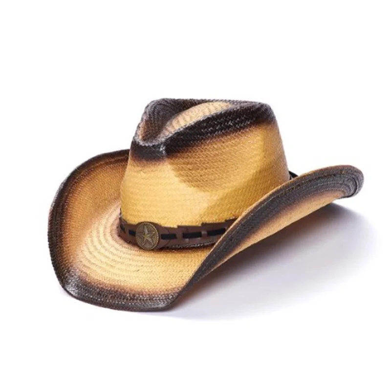 Versatile straw sun hat for men with simple design for everyday wear -California Hat Co. Lonestar Toyo Straw Hat