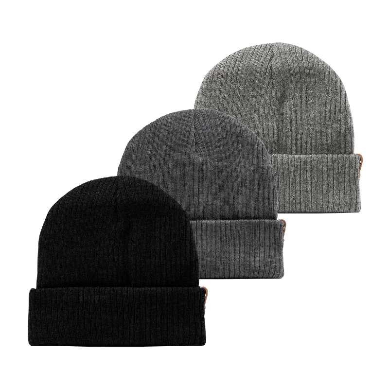 Designer baseball cap for luxury streetwear -Bare Essential Beanie 3-Pack