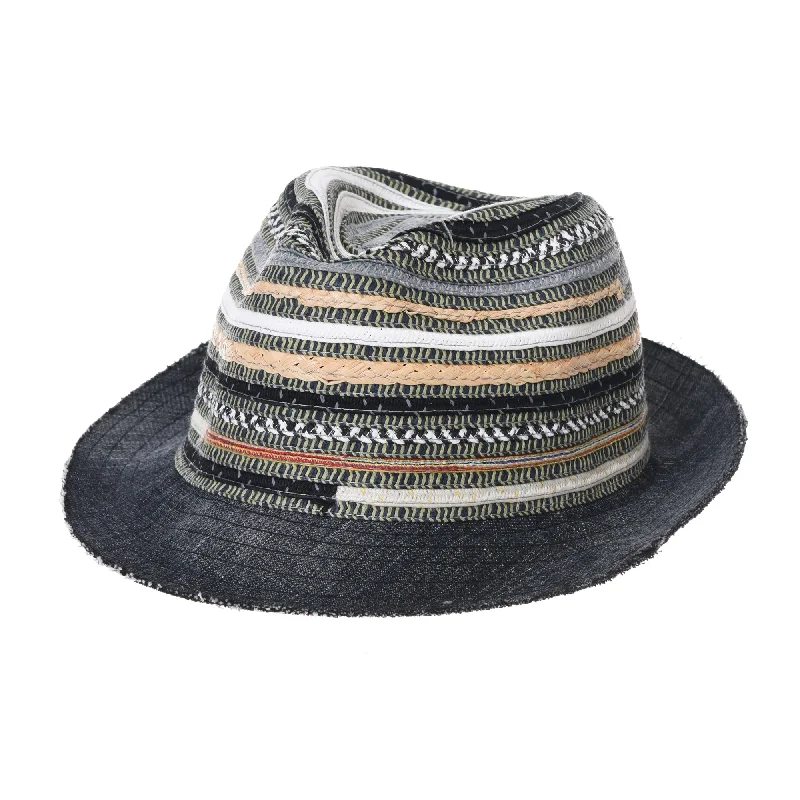 Fedora hats for men with stylish plaid bands for a contemporary twist -Fedora Hat Summer Cool Aztec Pattern Paperstraw Trilby For Men GN61001