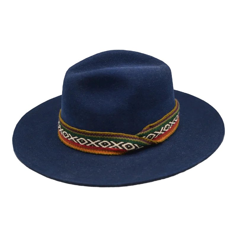 Bold felt hat with unique shape design -XO - Navy