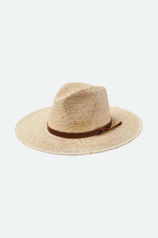 Trendy straw fedora hat for women with a modern, chic look for summer -Field Proper Straw Hat - Natural/Brown