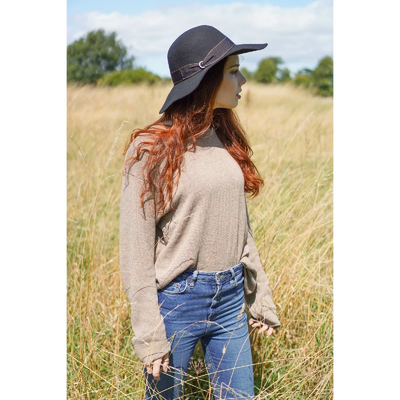 Vintage wool felt hat for nostalgic style -The Julia - Floppy Brim Hat