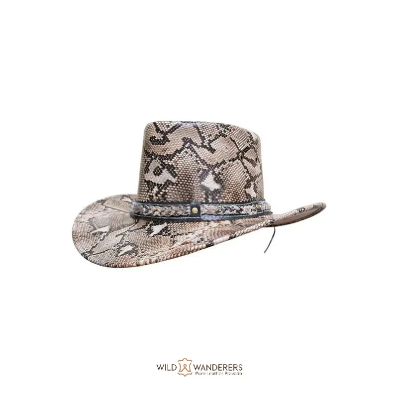 Casual cowboy hats for women with simple straw designs for easy, laid-back style -Python-Inspired Western Cowboy Hat