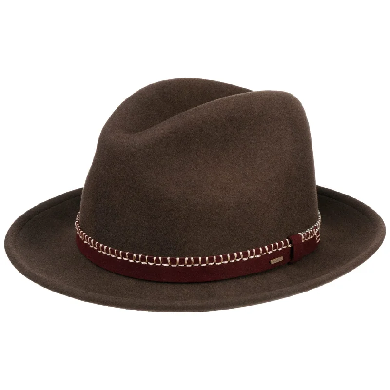 Designer fedora hats for men with stylish feather details for added flair -Acker Fedora LiteFelt Hat by Bailey 1922