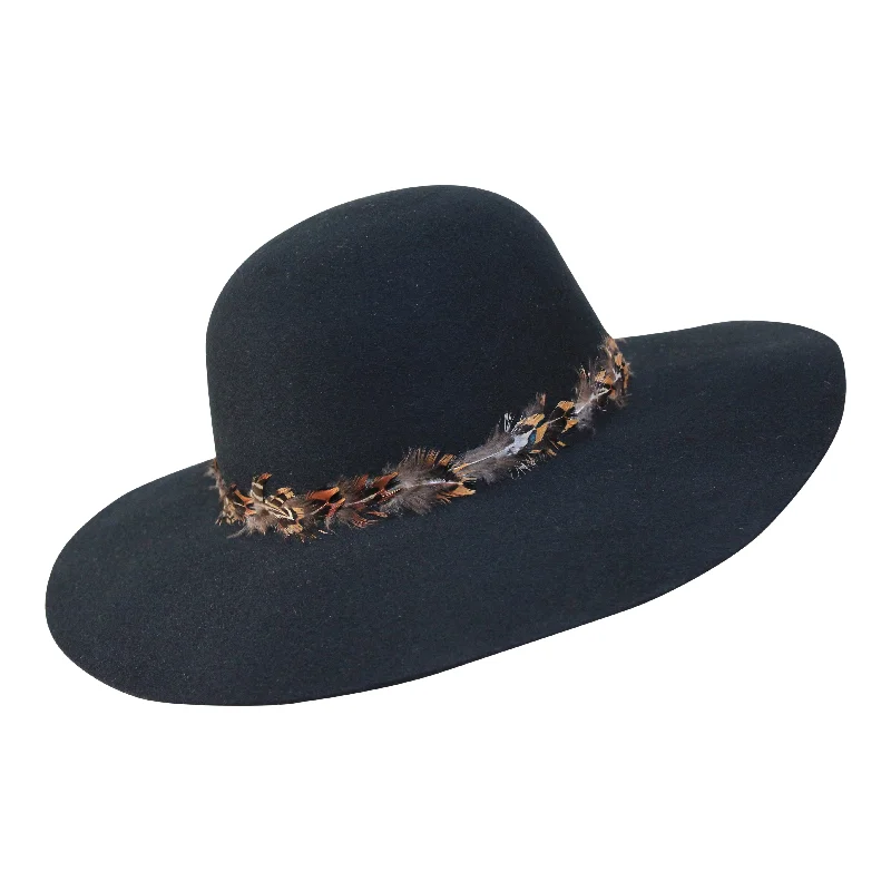 Warm felt hat with plush interior lining -The Julia Boa - Floppy Brim Hat