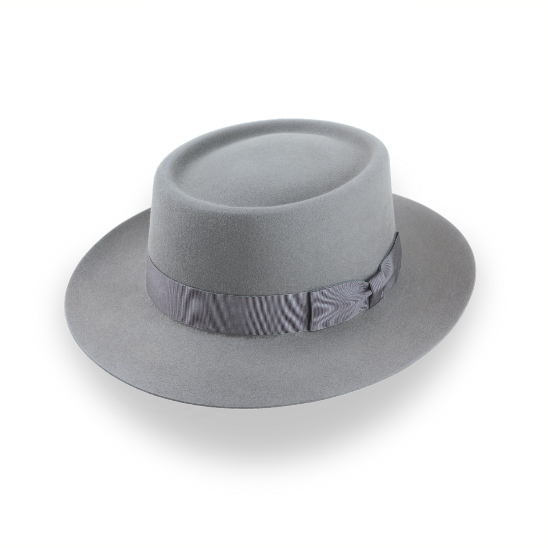 Fedora hats for men with stylish plaid bands for a contemporary twist -Grey Flat Top Wide Brim Fedora in Premium Fur Felt | The Player