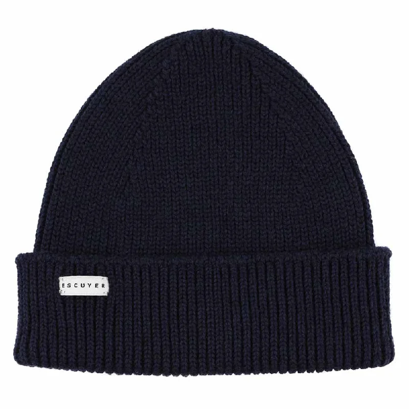 Affordable cap for budget-friendly headwear options -Ribbed Merino Beanie / Navy