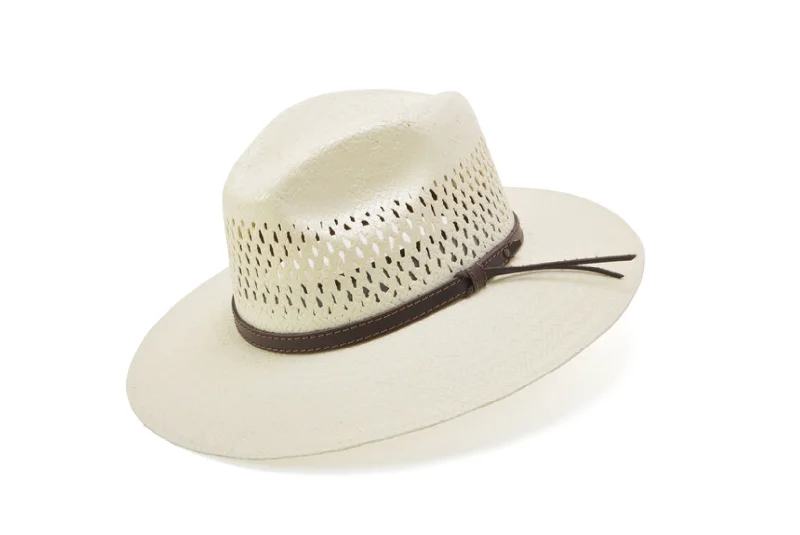 Boho-style straw hat for women with fringe details and relaxed look -Stetson - Digger - Natural