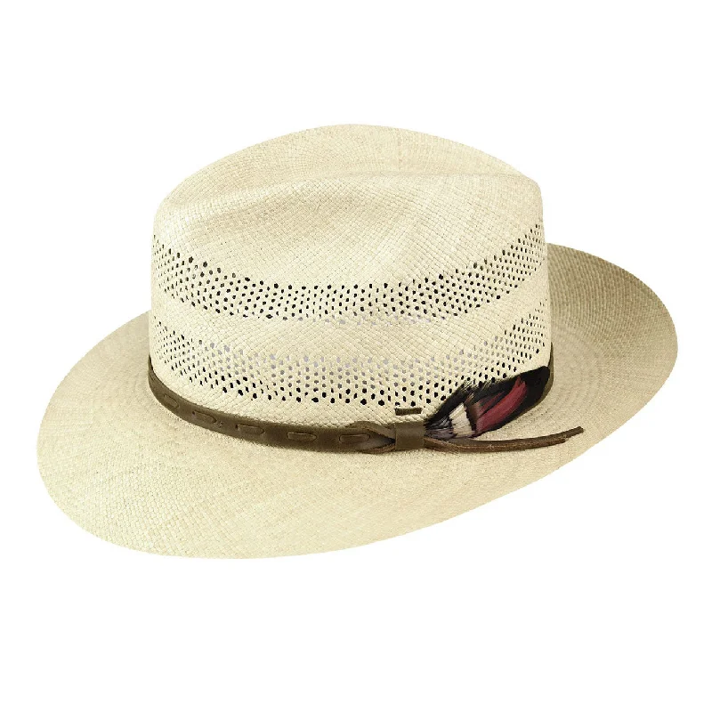 Elegant felt fedora hats for women with satin ribbons for a sophisticated look -Bailey Ezra Vented Genuine Panama Fedora