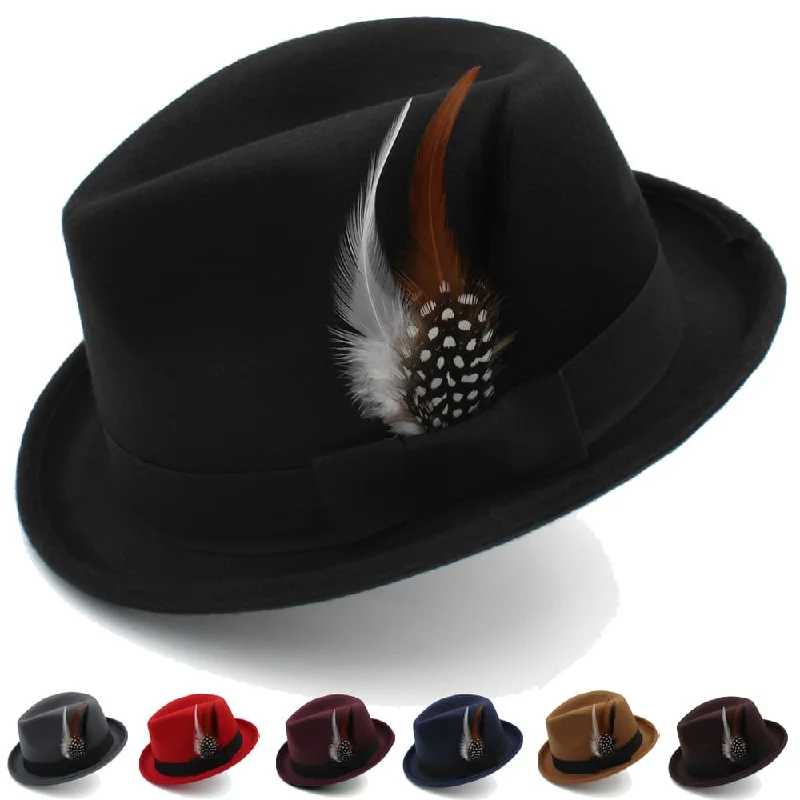 Luxury wool felt hat for refined taste -Carthy Feathers Wool Trilby Hat