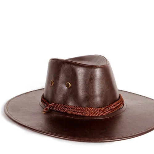 Modern cowboy hats for men with sleek finishes and minimalistic designs -Cowboy Hat - Faux leather Burgundy Brown