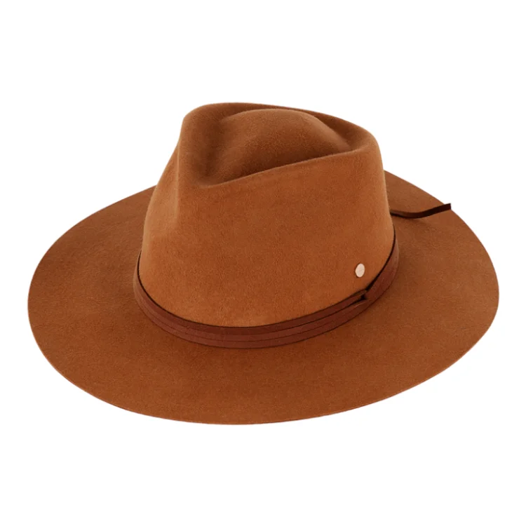 Timeless fedora hats for women with vintage-inspired designs and felt material -Kooringal Ladies Wide Brim Fedora Alice - Tan