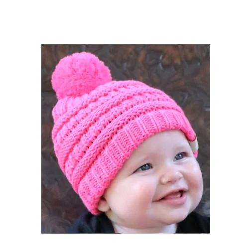 Classic cap with simple logo embroidery -Baby-847 New Candy Pink Beanie