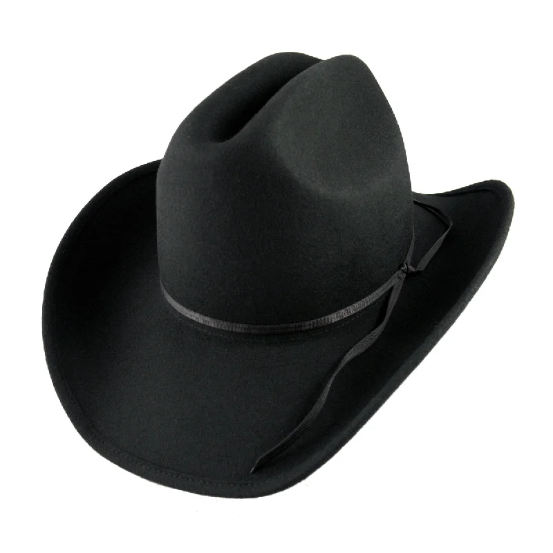 Stylish felt cowboy hats for women with velvet bands for a rich, luxurious finish -Jaxon & James Western Cowboy Hat - Black