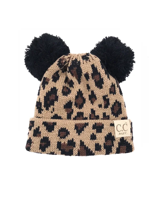 Retro cap with 80s-inspired color blocks -BABY-80 Pom Pom Beanie Leopard