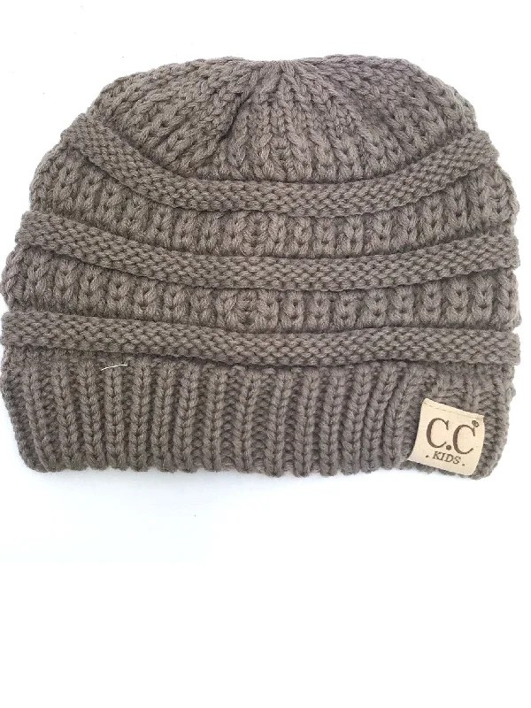 Trucker cap with retro patch design -YJ-847 Taupe Kid Beanie