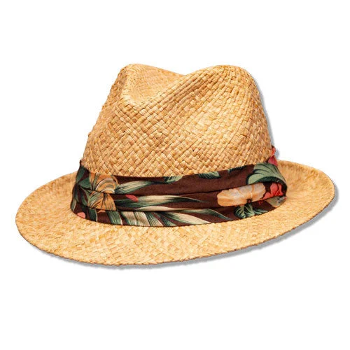 Classic wool fedora hats for women with structured design and warm color palette -Saint Martin - Tropical Straw Fedora