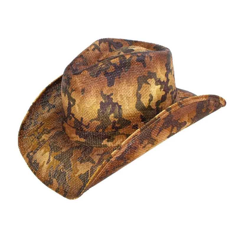 High-end cowboy hats for men with luxury leather bands for an upscale feel -Peter Grimm Scout - Camouflage Shapeable Toyo Straw Cowboy Hat