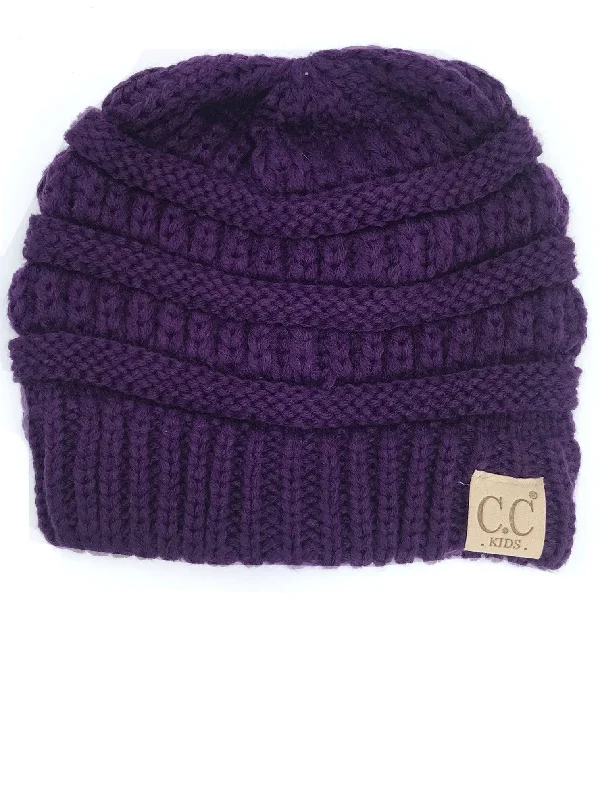 Vintage cap for retro fashion enthusiasts -YJ-847 Dark Purple Kid Beanie