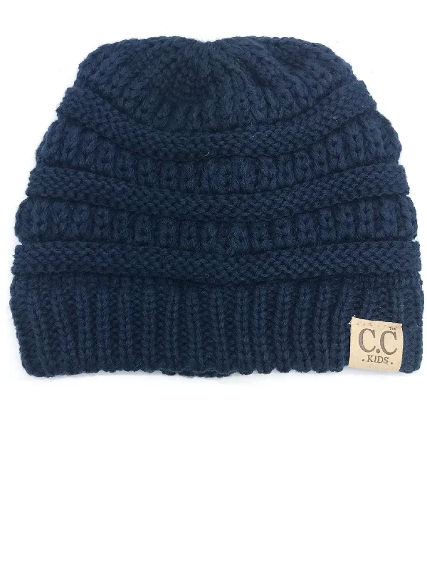 Designer cap for high-end brand appeal -YJ-847 Navy Kid Beanie