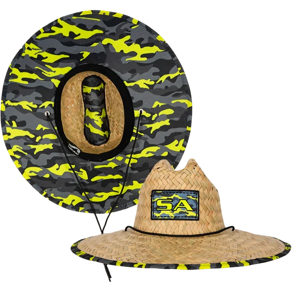 Durable straw hat for men with wide brim for outdoor adventures and protection -Under Brim Straw Hat | Surge Military Camo 2.0