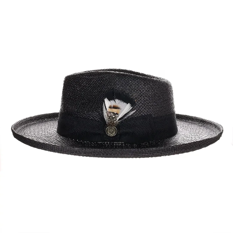 Fedora hats for women with oversized, wide brims for a bold and dramatic style -Bruno Capelo Colonial Wide Brim Shantung Straw Fedora