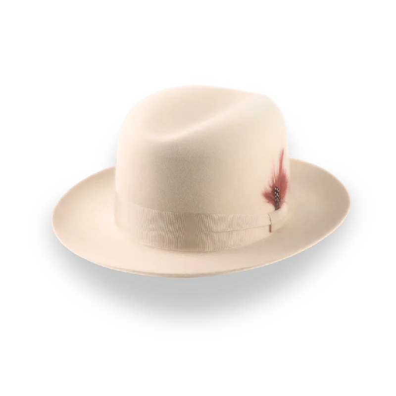 Classic straw fedora hats for women with colorful ribbons for summer fashion -Handcrafted Cream Fedora Hat in Premium Fur Felt | The Tobin