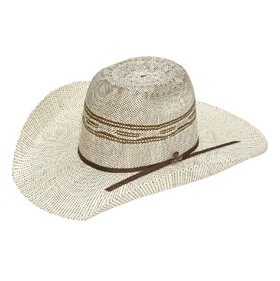 Versatile straw sun hat for men with simple design for everyday wear -Ariat 2 Tone Punchy Cowboy Straw Hat