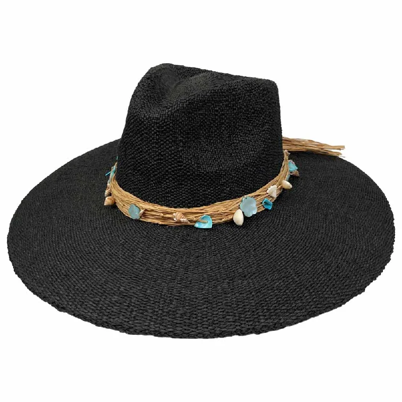 Casual fedora hats for women with soft felt material for everyday wear -Saint Martin - Large Brim Paper Braid Fedora