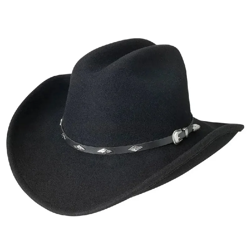 Vintage cowboy hats for men with structured brims and detailed leather stitching -Silverado Western Gent - Wool Felt Cowboy Hat