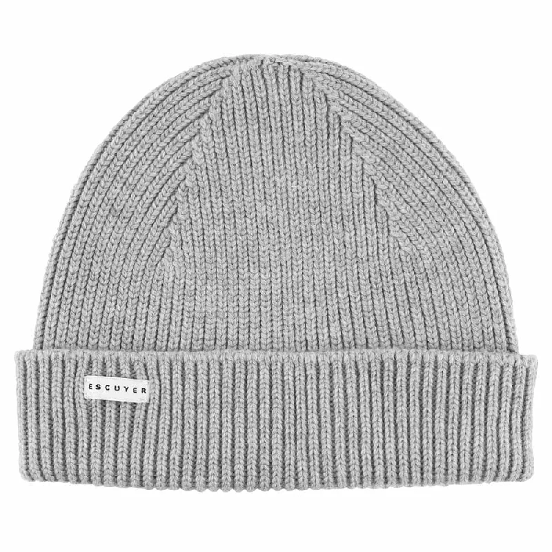 Washed cap with soft vintage feel -Ribbed Merino Beanie / Light Grey