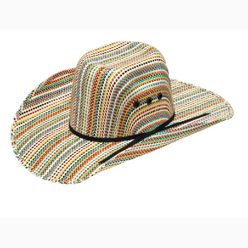 Trendy straw trilby hat for men with short brim and stylish appeal -Ariat Rainbow Straw Hat