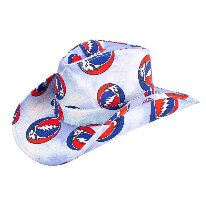 Vintage cowboy hats for men with structured brims and detailed leather stitching -Peter Grimm Grateful Dead SYF (Steal Your Face) Drifter - Cotton Cowboy Hat