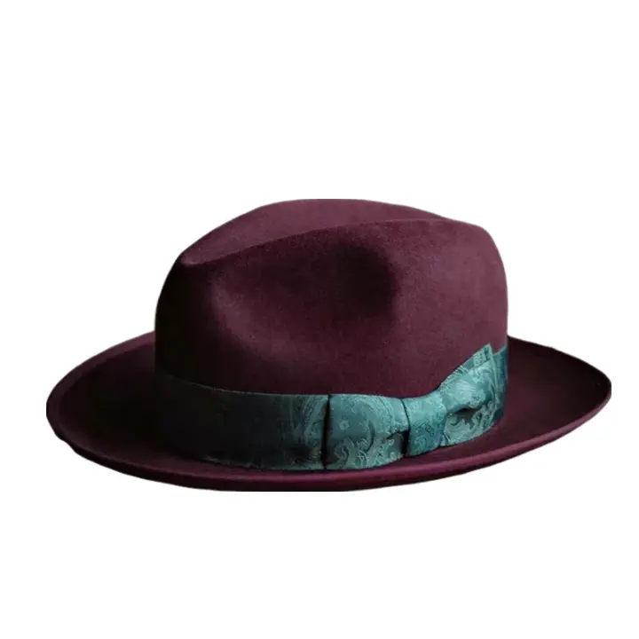 Stylish wool felt hat for trendy looks -Montpellier Ribbon Garnet Wool Trilby Hat