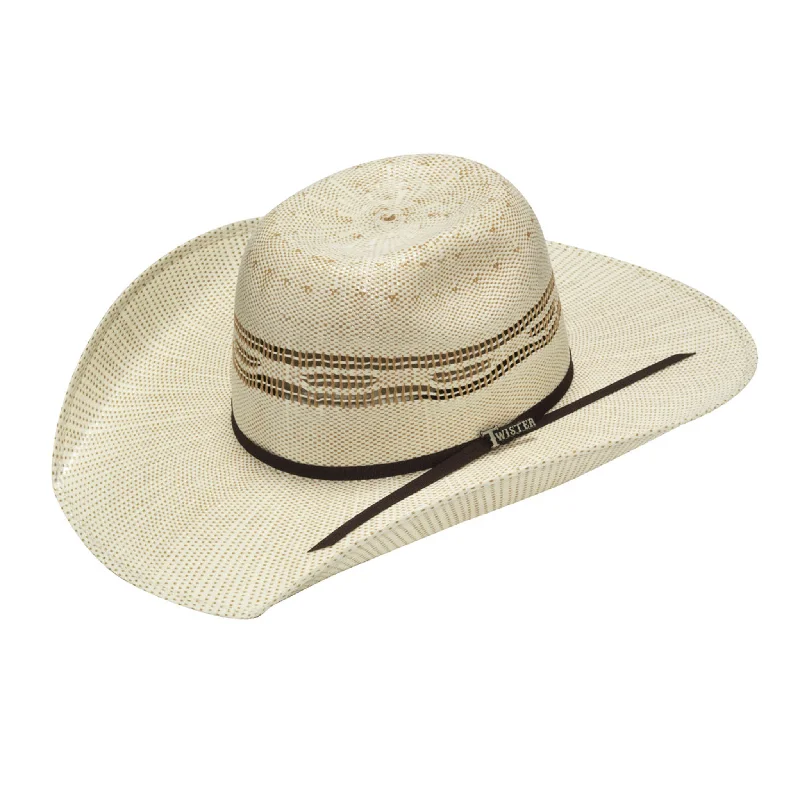 Natural straw hat for men with subtle design and summer-ready appeal -Twister Kid's Ivory/Tan Bangora Hat