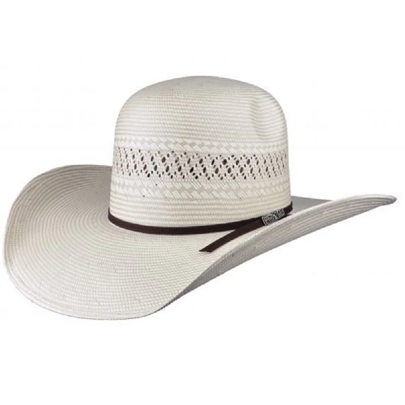 Lightweight cowboy hats for men with breathable straw for warm weather wear -Two Tone Gus Crown Cowboy Hat